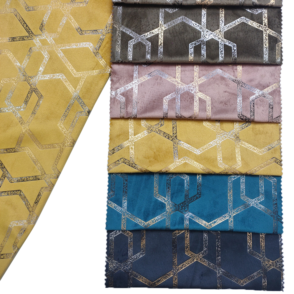 Kreatywny wzór geometryczny Gold Foil Print Holland Velvet Sofa Meble Fabric