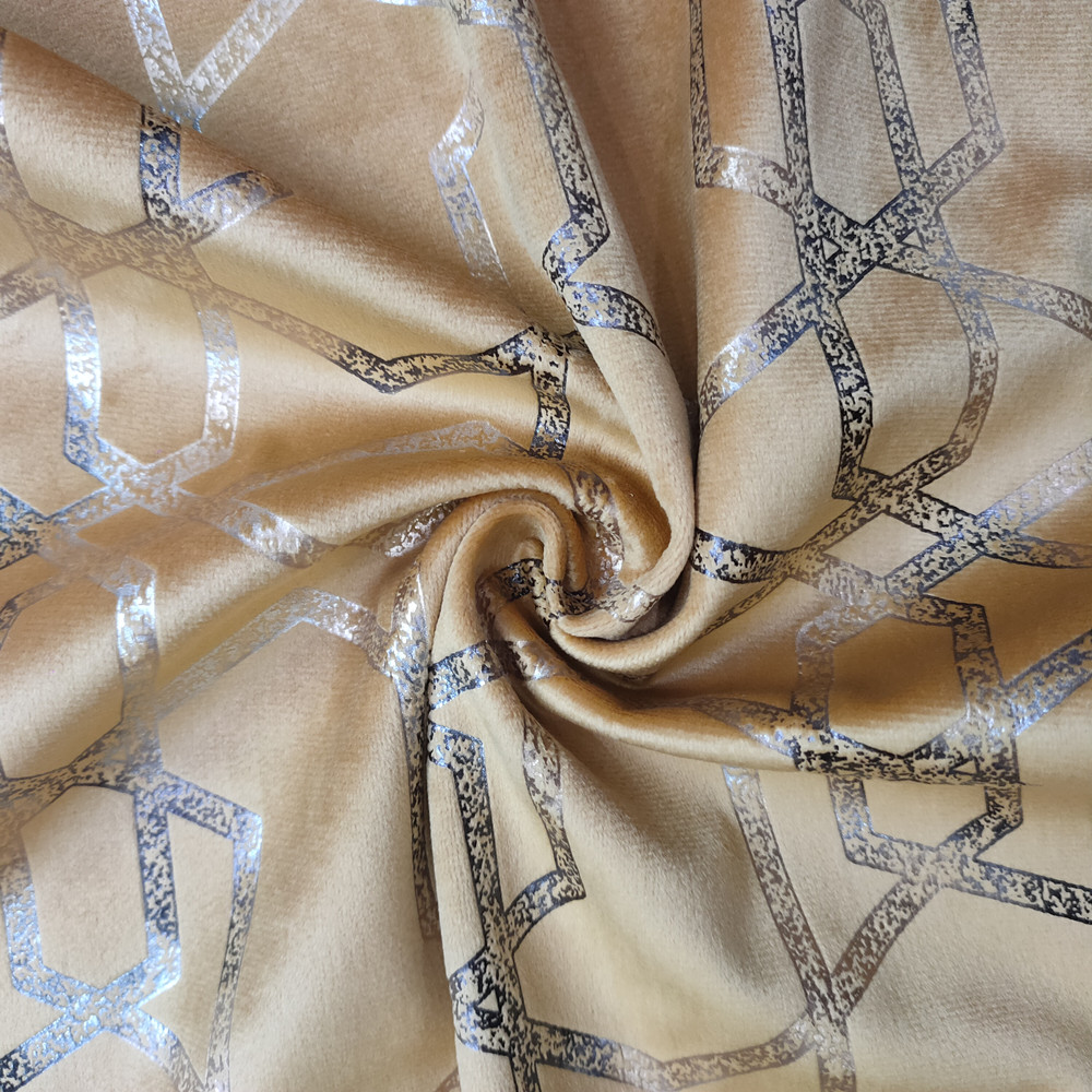 Kreatywny wzór geometryczny Gold Foil Print Holland Velvet Sofa Meble Fabric